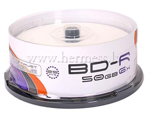 Diski Blu-Ray BD-R 50Gb, 6x, Cakebox 25gab.